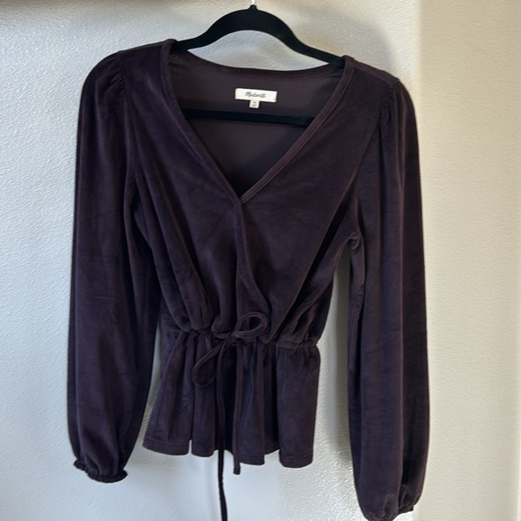 Madewell corduroy tie-front faux-wrap top - Picture 6 of 10